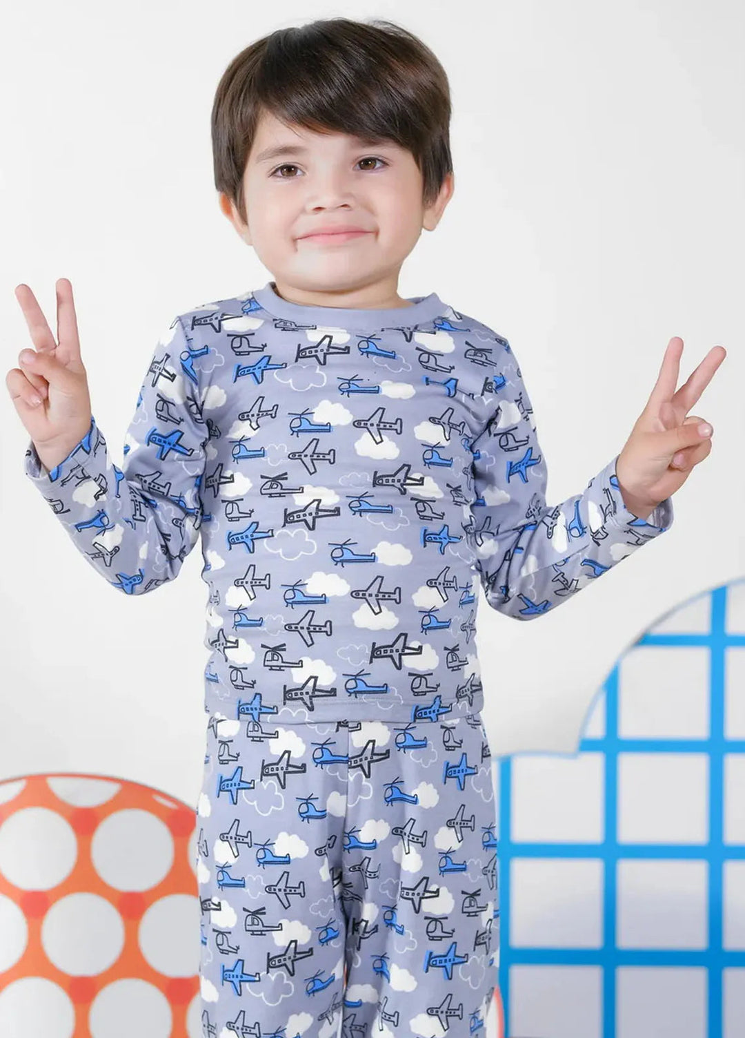 Baby Nest Pret Casual Night Suit Helicopter-Grey