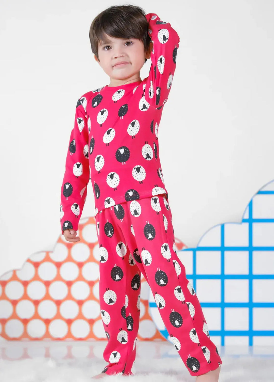 Baby Nest Pret Casual Night Suit Sheep-Red