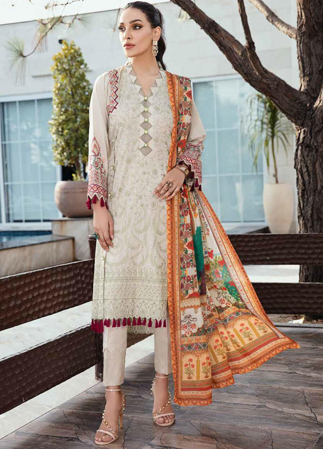 Banafsheh Embroidered Lawn Suits Unstitched 3 Piece BFPEL22 BNP/17 - Summer Collection