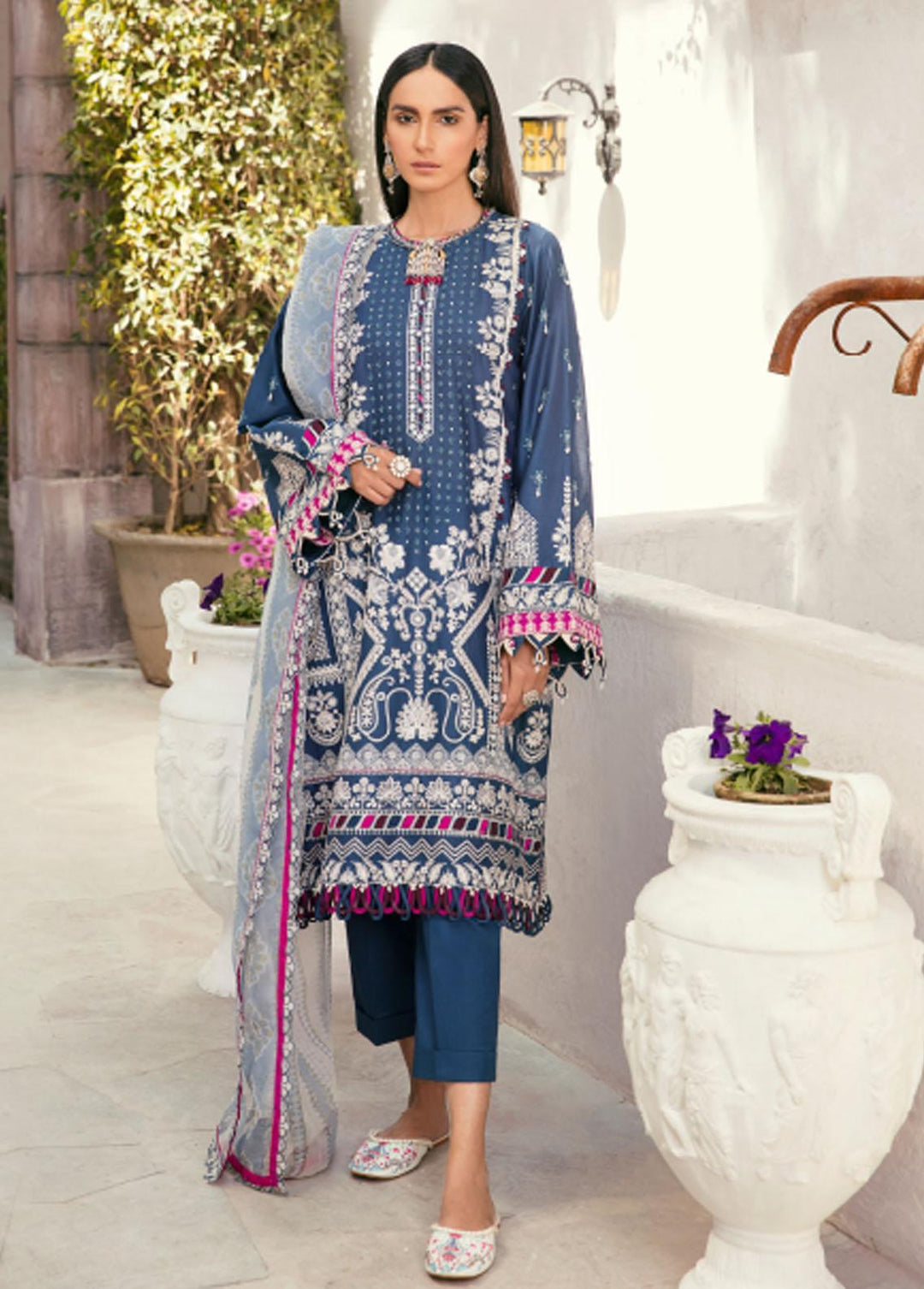 Baroque Embroidered Lawn Suit Unstitched 3 Piece BQ22E BQU-BL08-D05 - Eid Collection
