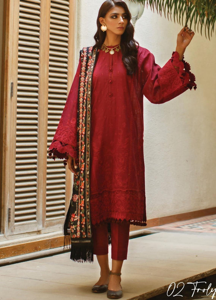 Baroque Embroidered Khaddar Suits Unstitched 3 Piece BQ21KW 02- FROLY - Winter Collection