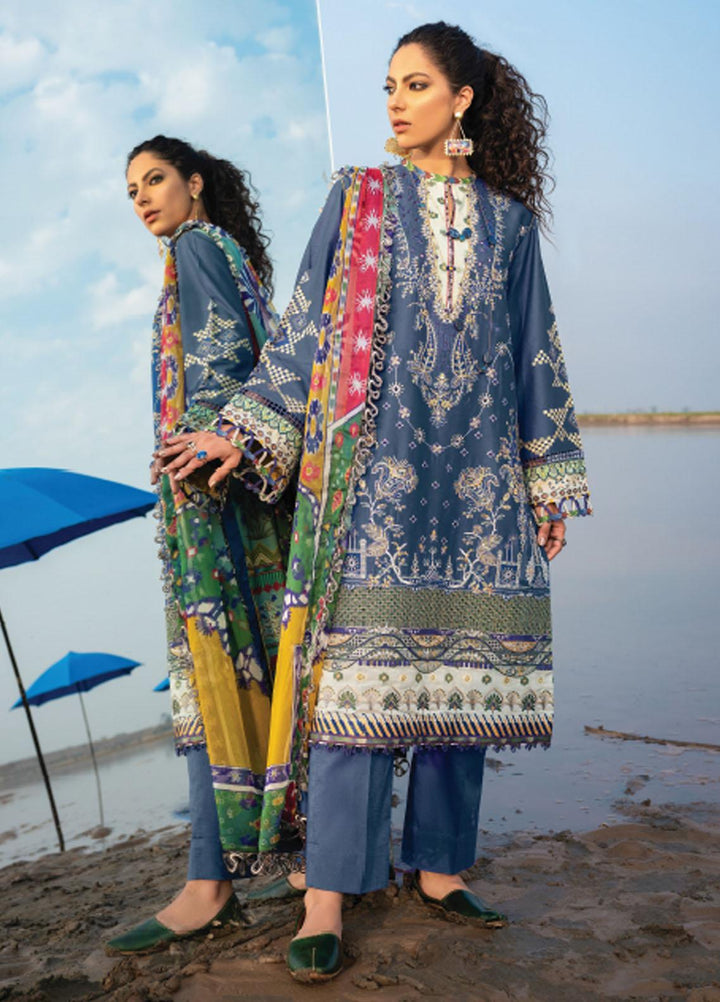 Baroque Embroidered Lawn Suits Unstitched 3 Piece BQ21SL 08 Leadwort - Summer Collection