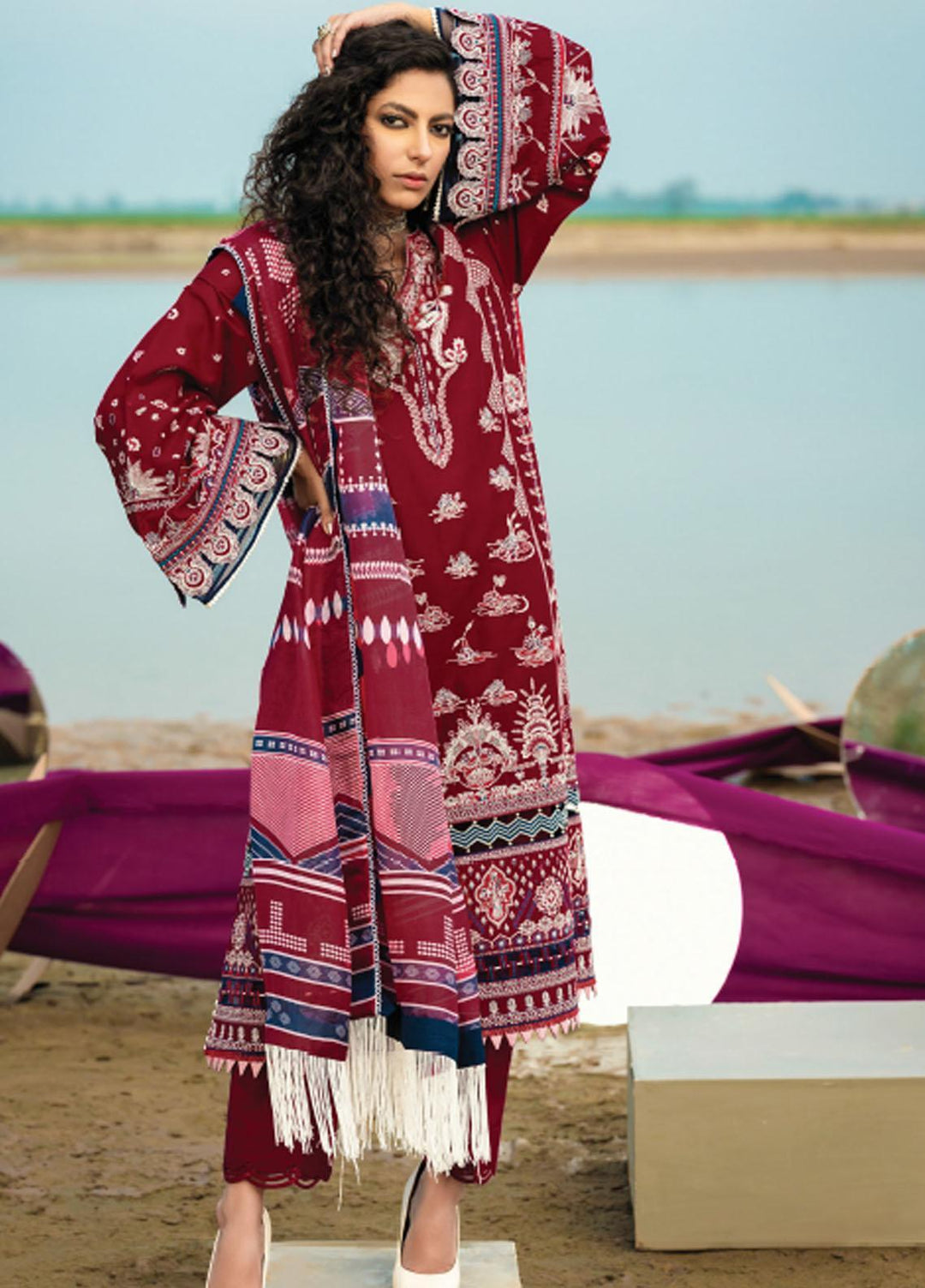 Baroque Embroidered Lawn Suits Unstitched 3 Piece BQ21SL 09 Coral Bell - Summer Collection