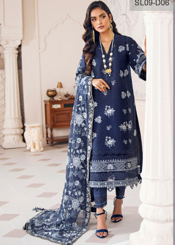 Baroque Embroidered Lawn Suits Unstitched 3 Piece BQ22-SL2 BQU-SL09-D06 - Summer Collection