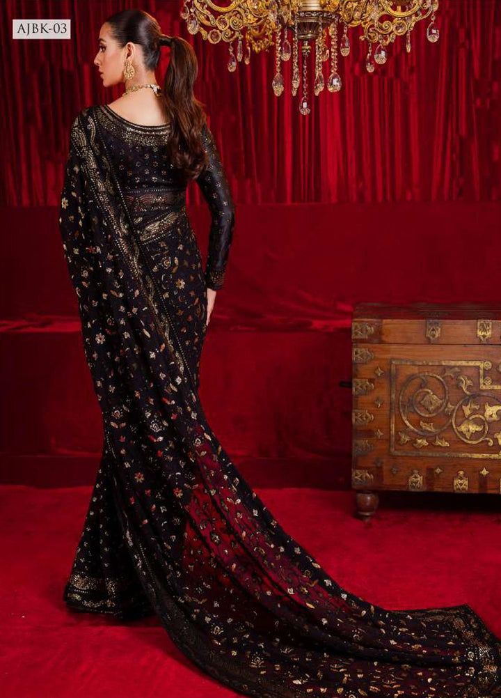 Bekhudi By Asim Jofa Embroidered Chiffon  Unstitched Saree AJ23B AJBK-03 - Luxury Collection