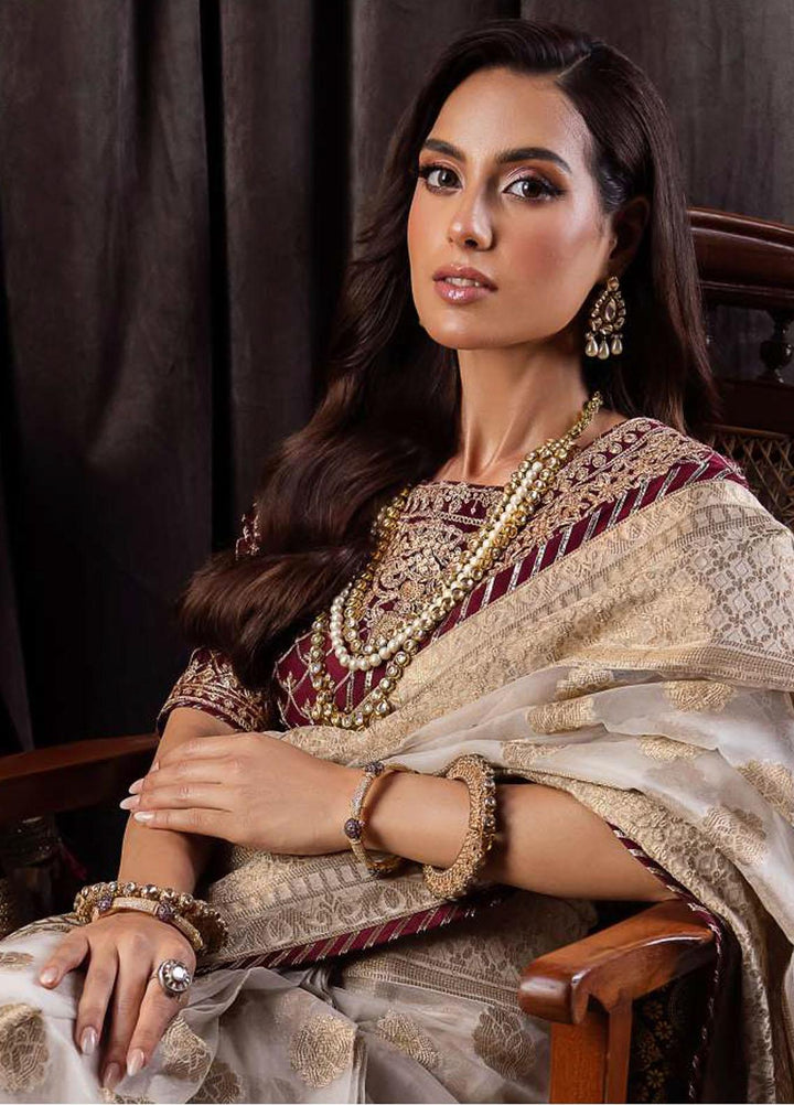 Bekhudi By Asim Jofa Embroidered Woven  Unstitched Saree AJ23B AJBK-04 - Luxury Collection