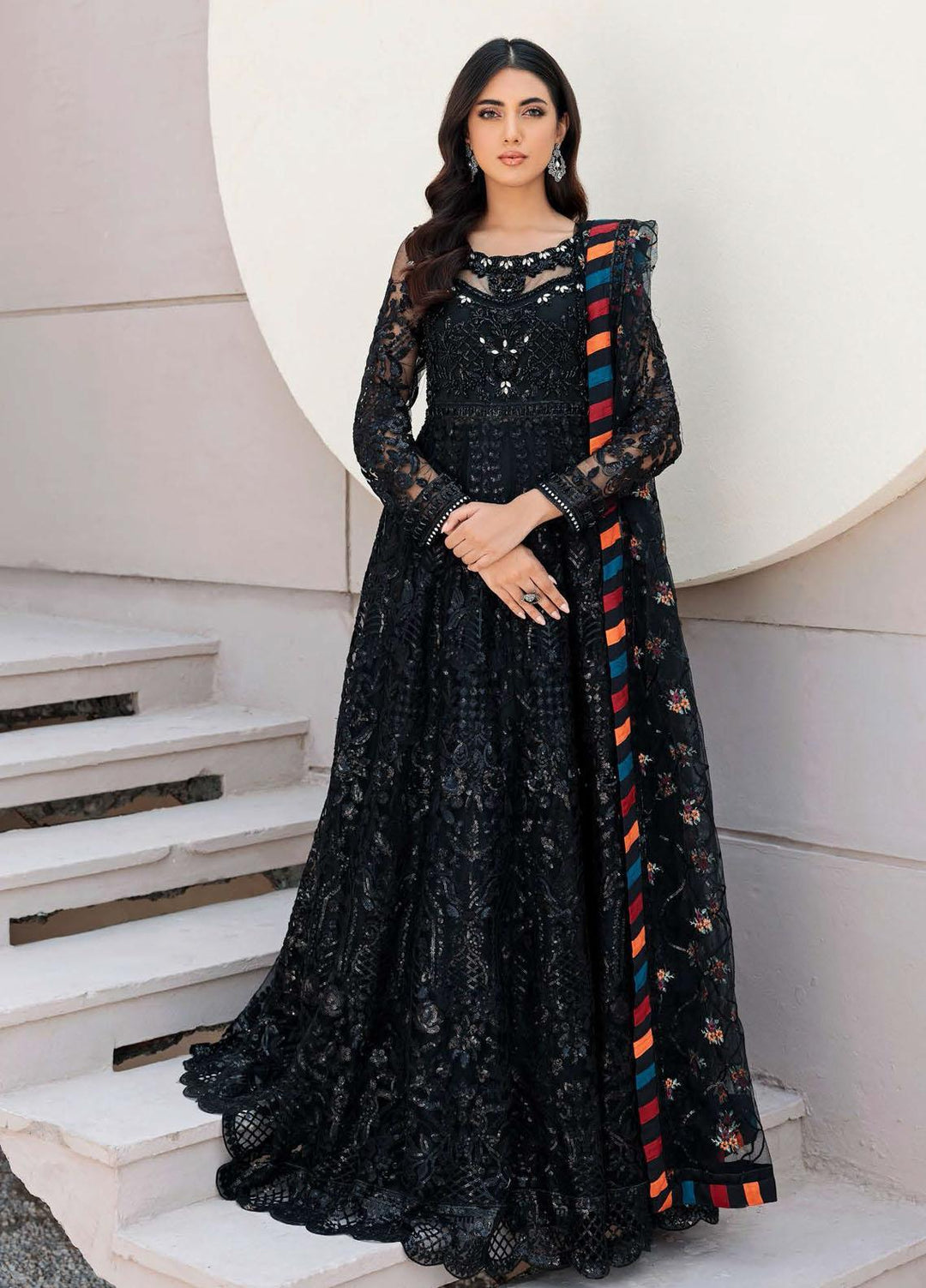 Belle Robe by Emaan Adeel Embroidered Net Suits Unstitched 3 Piece EA22BR-5 BL-502 - Luxury Collection