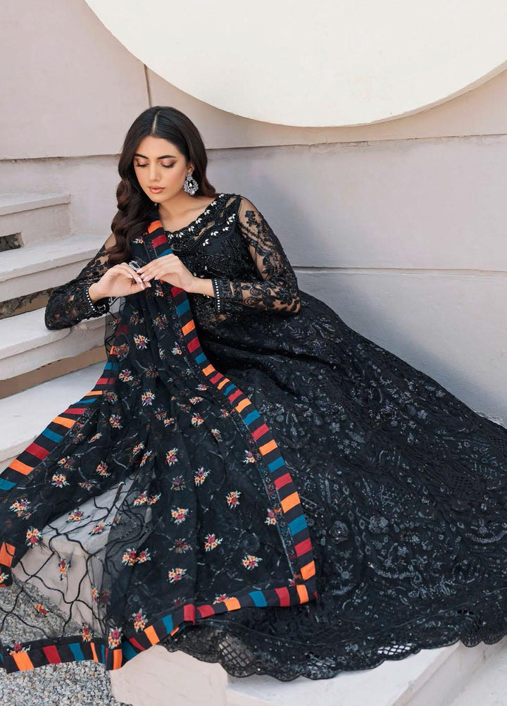 Belle Robe by Emaan Adeel Embroidered Net Suits Unstitched 3 Piece EA22BR-5 BL-502 - Luxury Collection