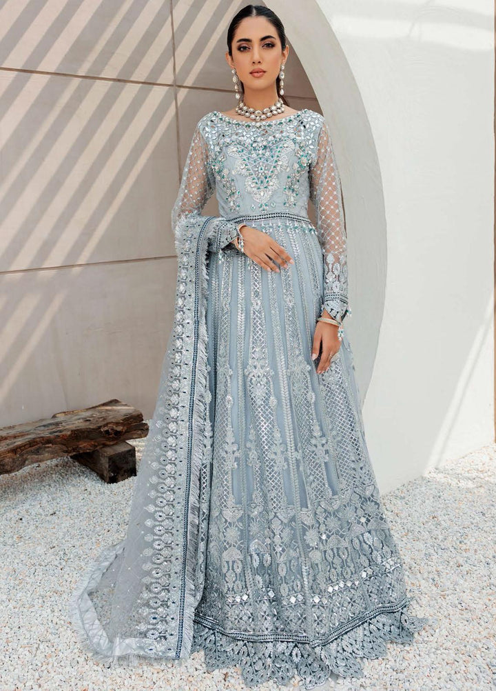 Belle Robe by Emaan Adeel Embroidered Net Suits Unstitched 3 Piece EA22BR-5 BL-505 - Luxury Collection