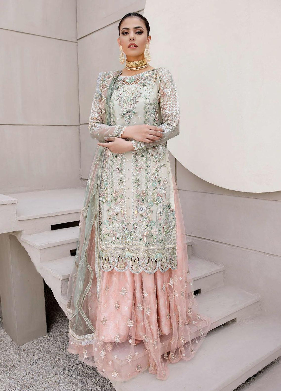 Belle Robe by Emaan Adeel Embroidered Organza Suits Unstitched 3 Piece EA22BR-5 BL-508 - Luxury Collection