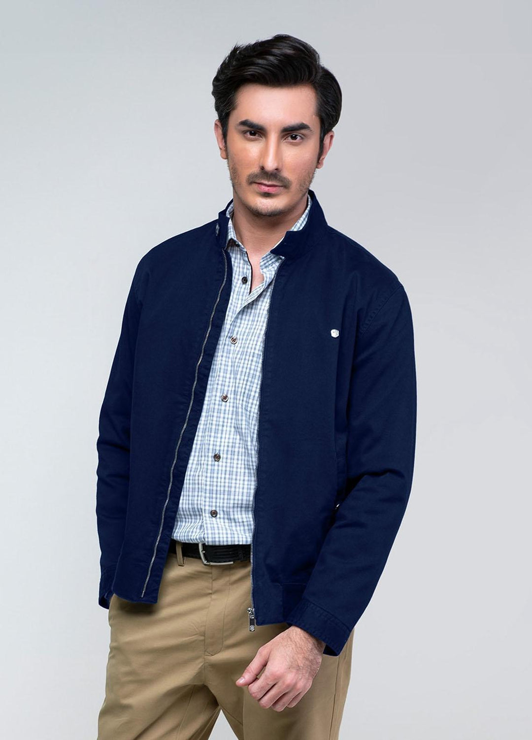 Brumano Polyester Casual Jackets for Mens -  Navy Blue Light Harrington Jacket JKT-027