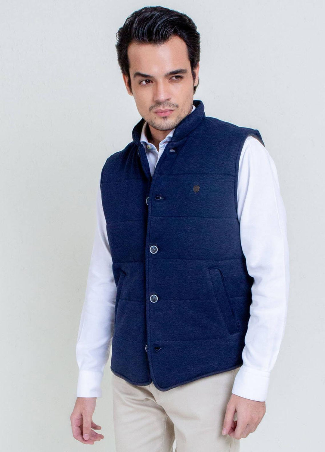 Brumano Polyester Casual Mens Jackets -  Navy Blue Knitted Sleeveless Vest BRM-213
