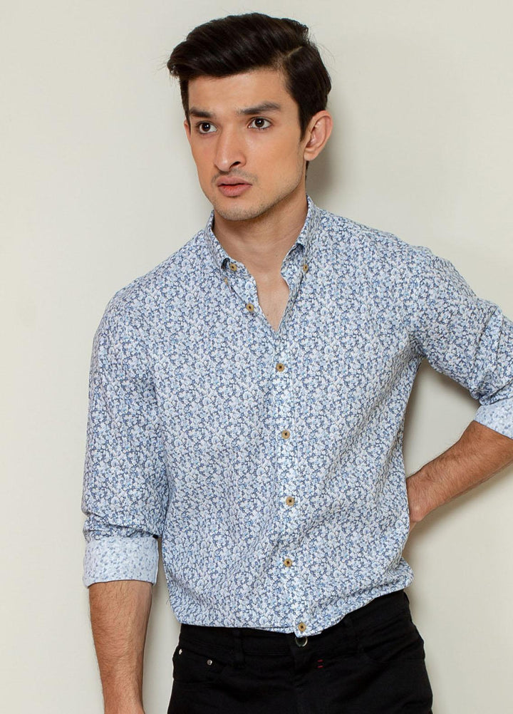 Brumano Cotton Casual Shirts for Men -  Blue Abstract Printed