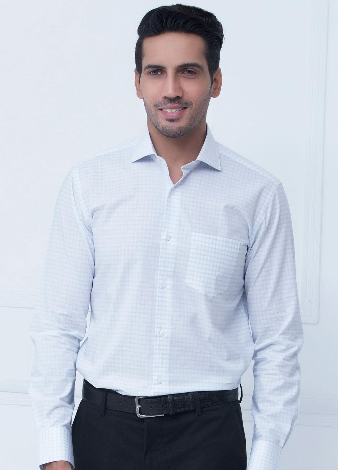 Brumano Cotton Casual Shirts for Mens - Classic White & Blue Shirt BRM-221