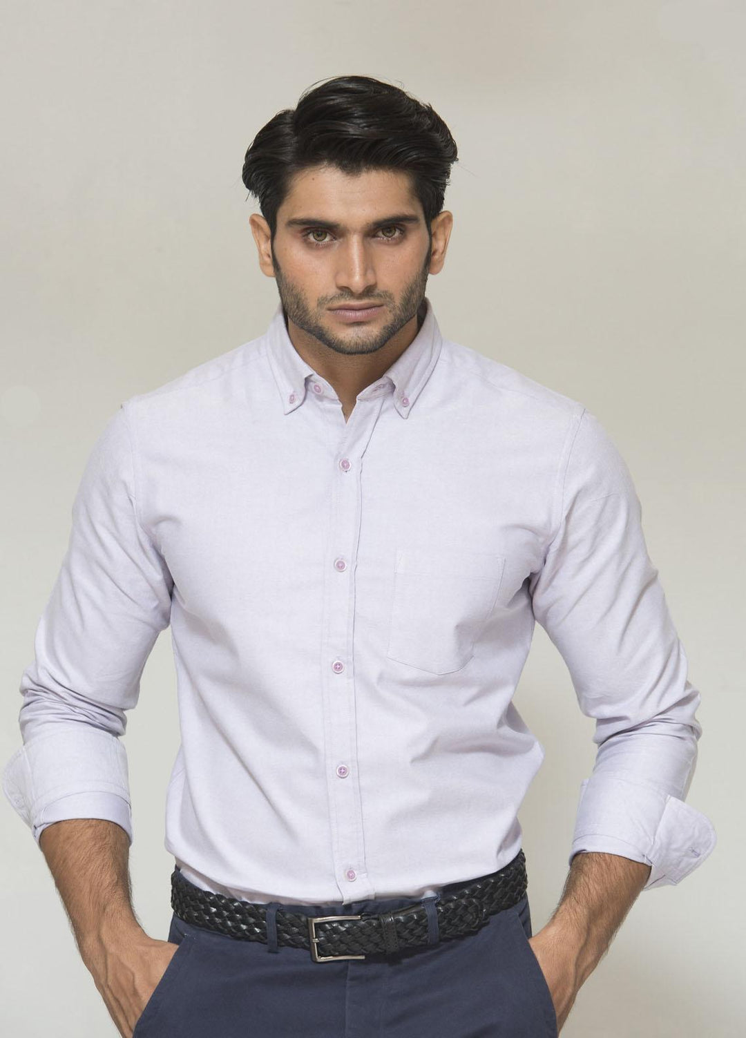 Brumano Cotton Casual Mens Shirts - Purple Oxford Shirt