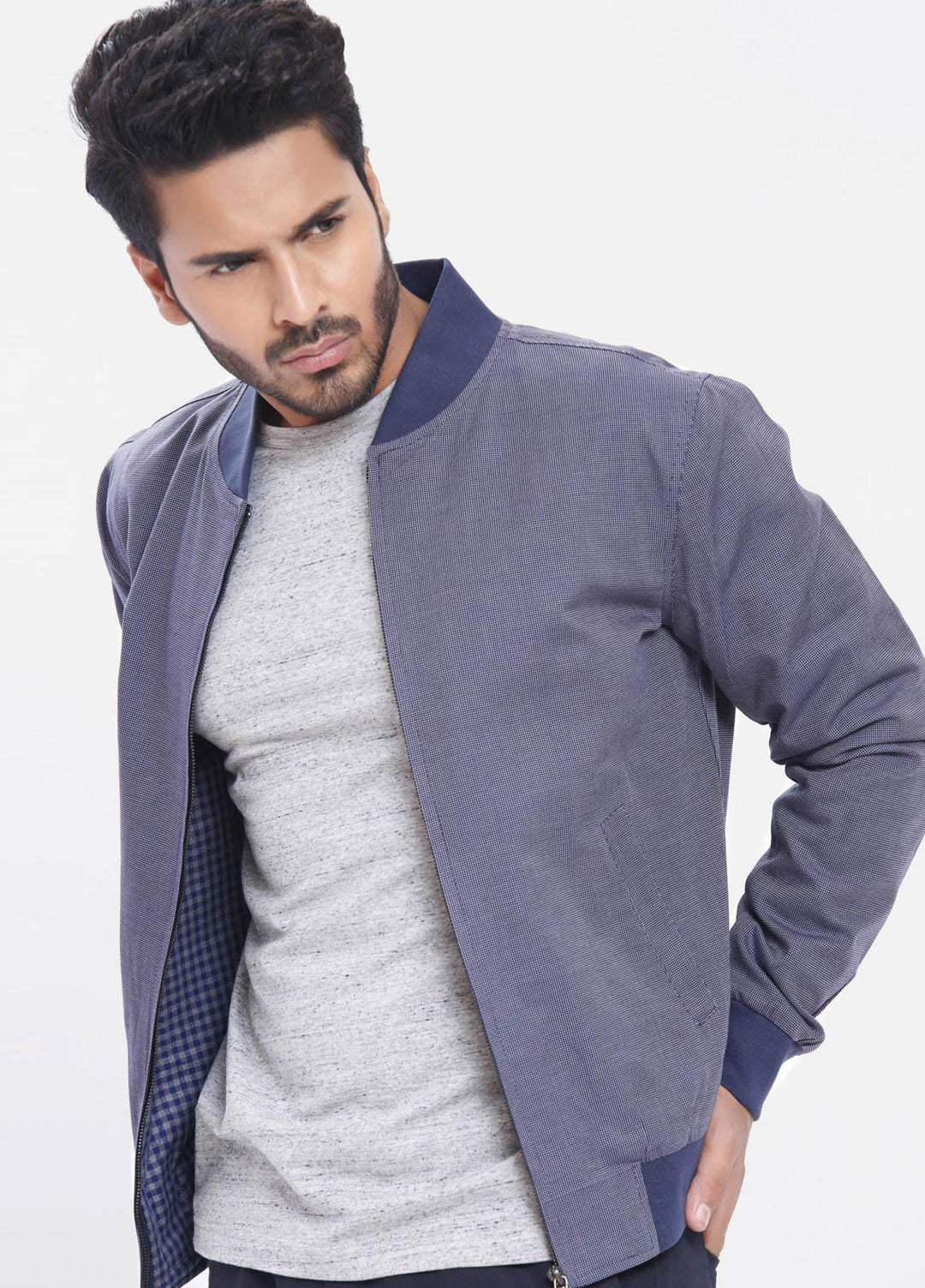 Brumano Cotton Casual Sweaters for Mens -  Blue Baseball Zipper