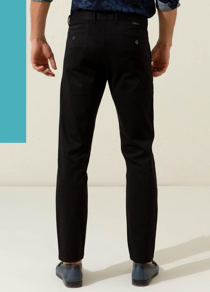 Brumano Cotton Casual Trousers for Mens - Blue Black Twill Chino