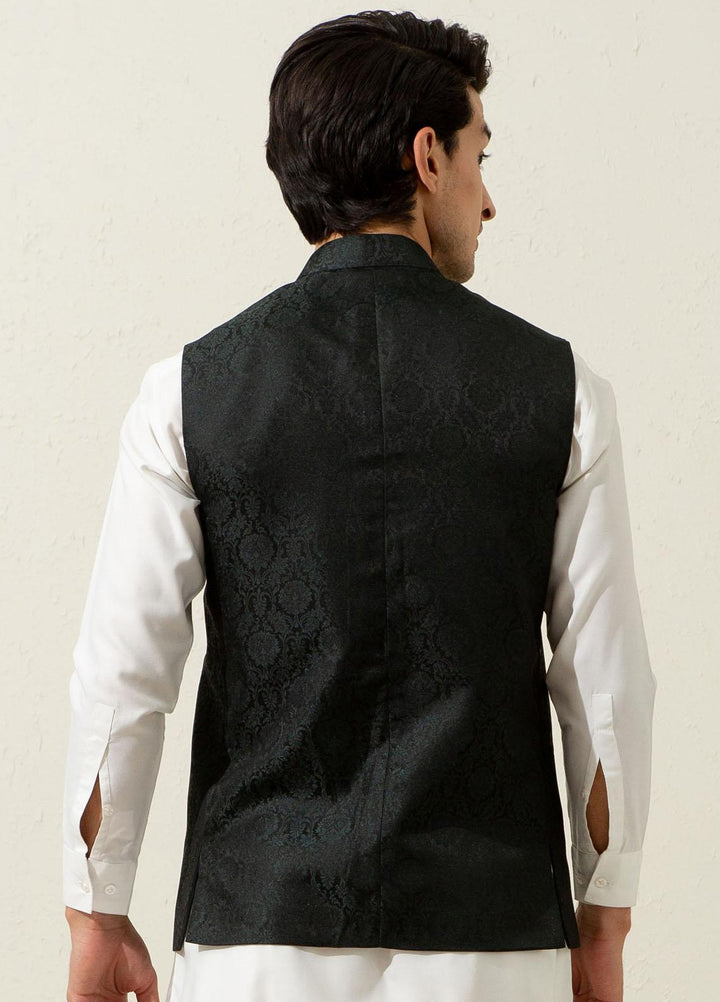 Brumano Polyester Formal Waistcoat for Men -  Green Floral Patterned