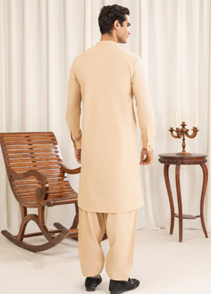 Buraq Pret Plain Wash N Wear Kurta Shalwar Bone