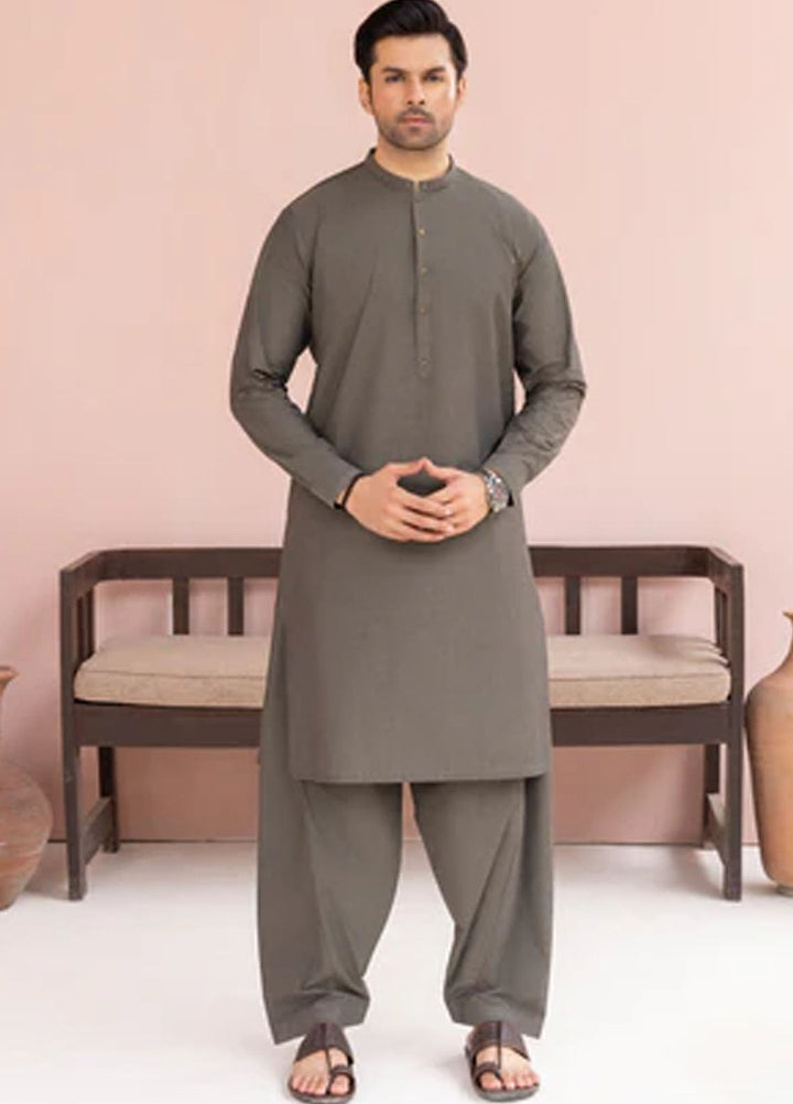 Buraq Pret Plain Wash N Wear Kurta Shalwar Olive