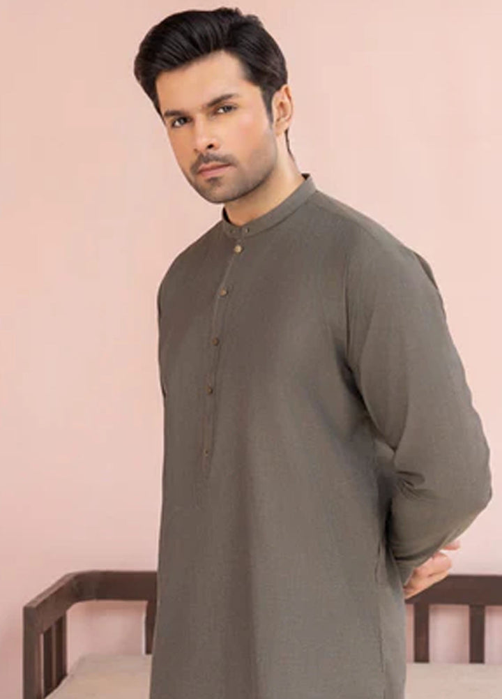Buraq Pret Plain Wash N Wear Kurta Shalwar Olive