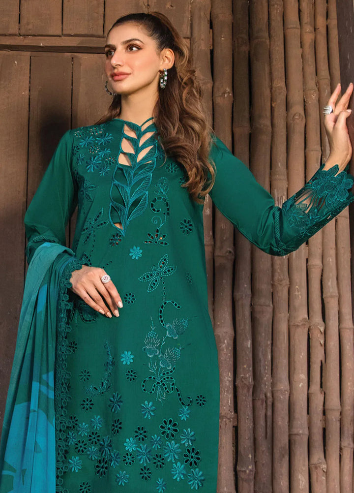 Carnation By Rang Rasiya Embroidered Lawn Suit Unstitched 3 Piece RR24CF D-13 Jade - Summer Collection