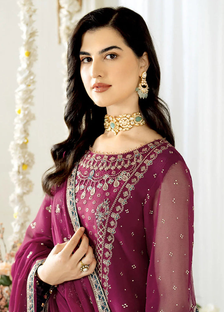 Celine by Alizeh Fashion Embroidered Chiffon Suit Unstitched 3 Piece AFB25C D-01 Rosie - Formals Collection