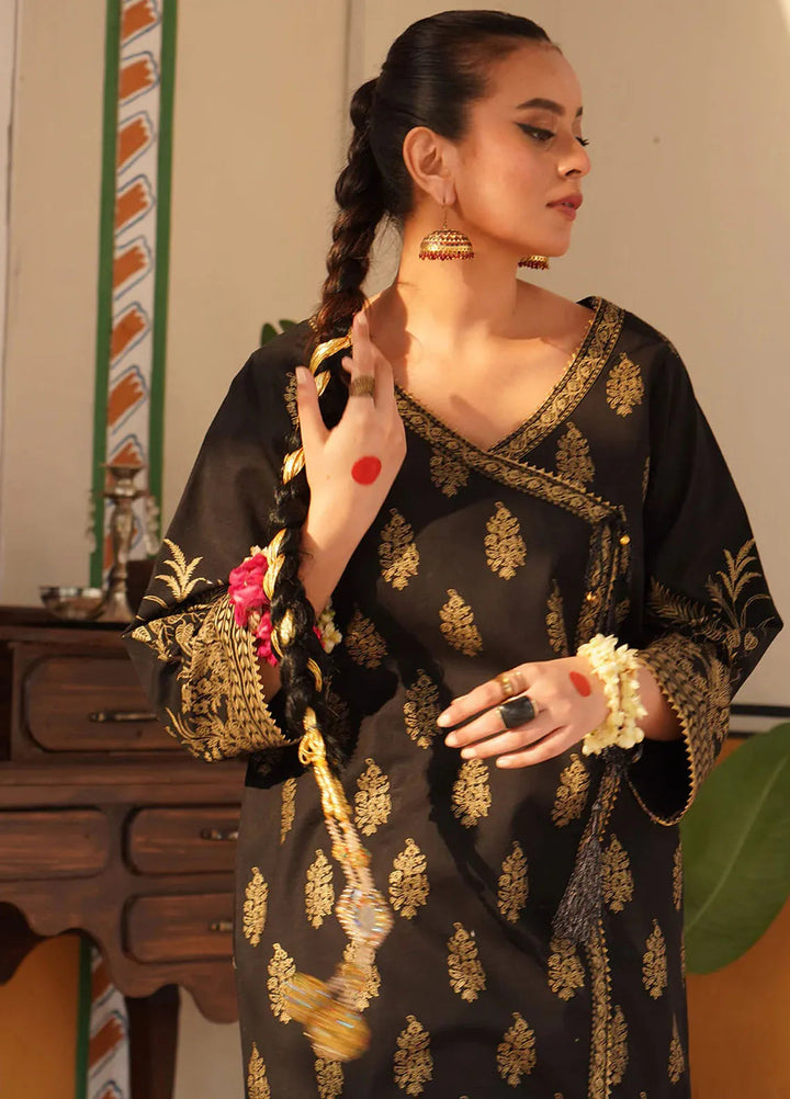 Chandan Nagri Pret Embroidered Lawn 2 Piece Suit Siaah