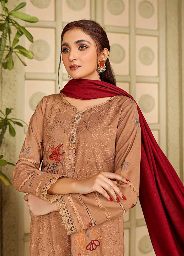 Chantilly De Lace By Aalaya Embroidered Dhanak Suits Unstitched 3 Piece ALY22CDL-V3 D-10 - Winter Collection