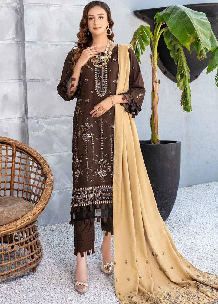 Chantilly De Lace By Aalaya Embroidered Dhanak Suits Unstitched 3 Piece ALY22CDL-V2 D-05 - Winter Collection