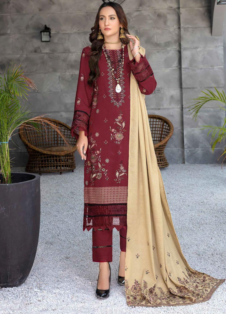 Chantilly De Lace By Aalaya Embroidered Dhanak Suits Unstitched 3 Piece ALY22CDL-V2 D-08 - Winter Collection
