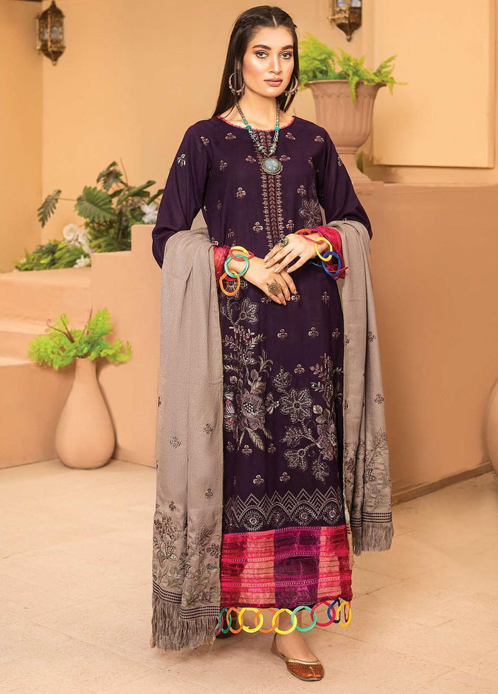 Chantilly De Lace By Aalaya Embroidered Dhanak Suits Unstitched 3 Piece ALY22CDL-V4 DE-02 - Winter Collection