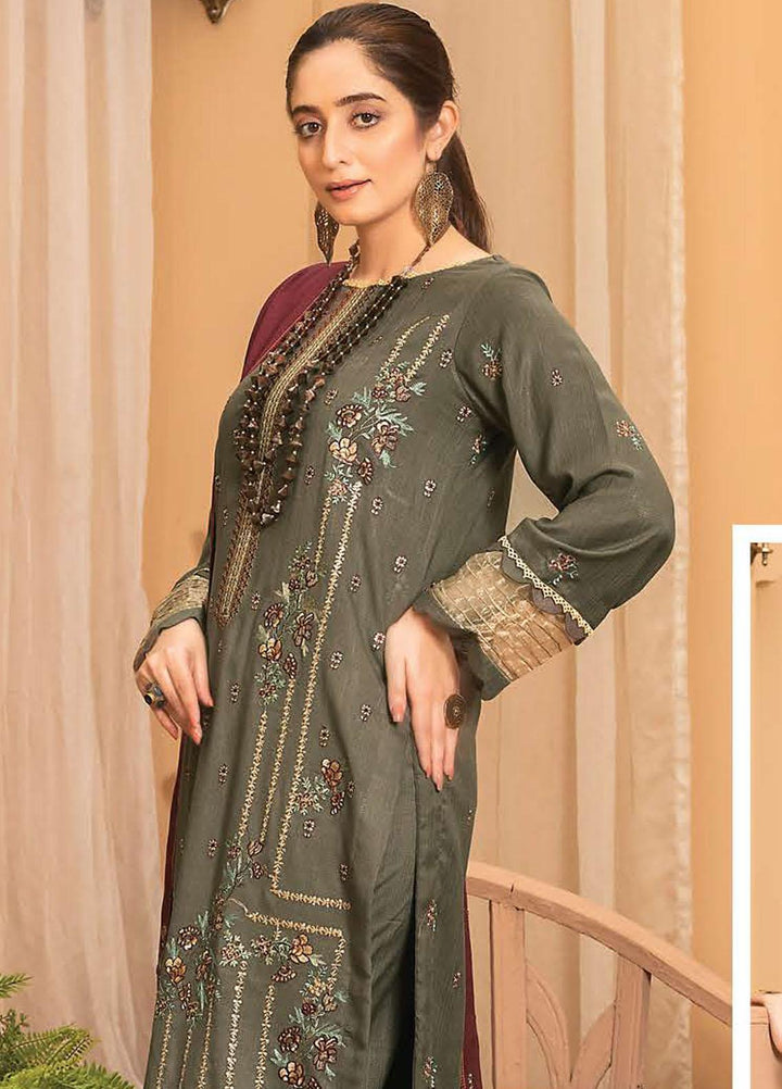 Chantilly De Lace By Aalaya Embroidered Dhanak Suits Unstitched 3 Piece ALY22CDL-V4 DE-07 - Winter Collection