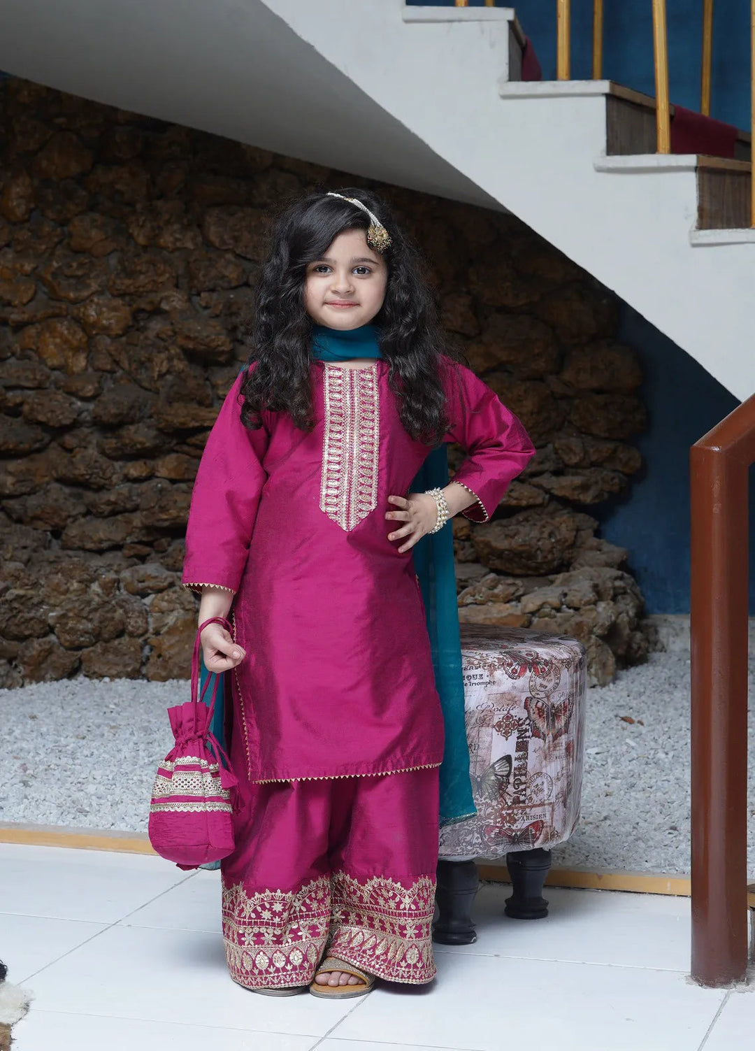 Cheeco Chic Pret Embroidered Cotton silk 3 Piece Suit MGEID23