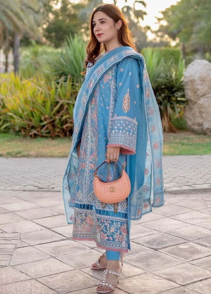 Clara By Bin Ilyas Embroidered Lawn Suit Unstitched 3 Piece BI24C 212A - Summer Collection