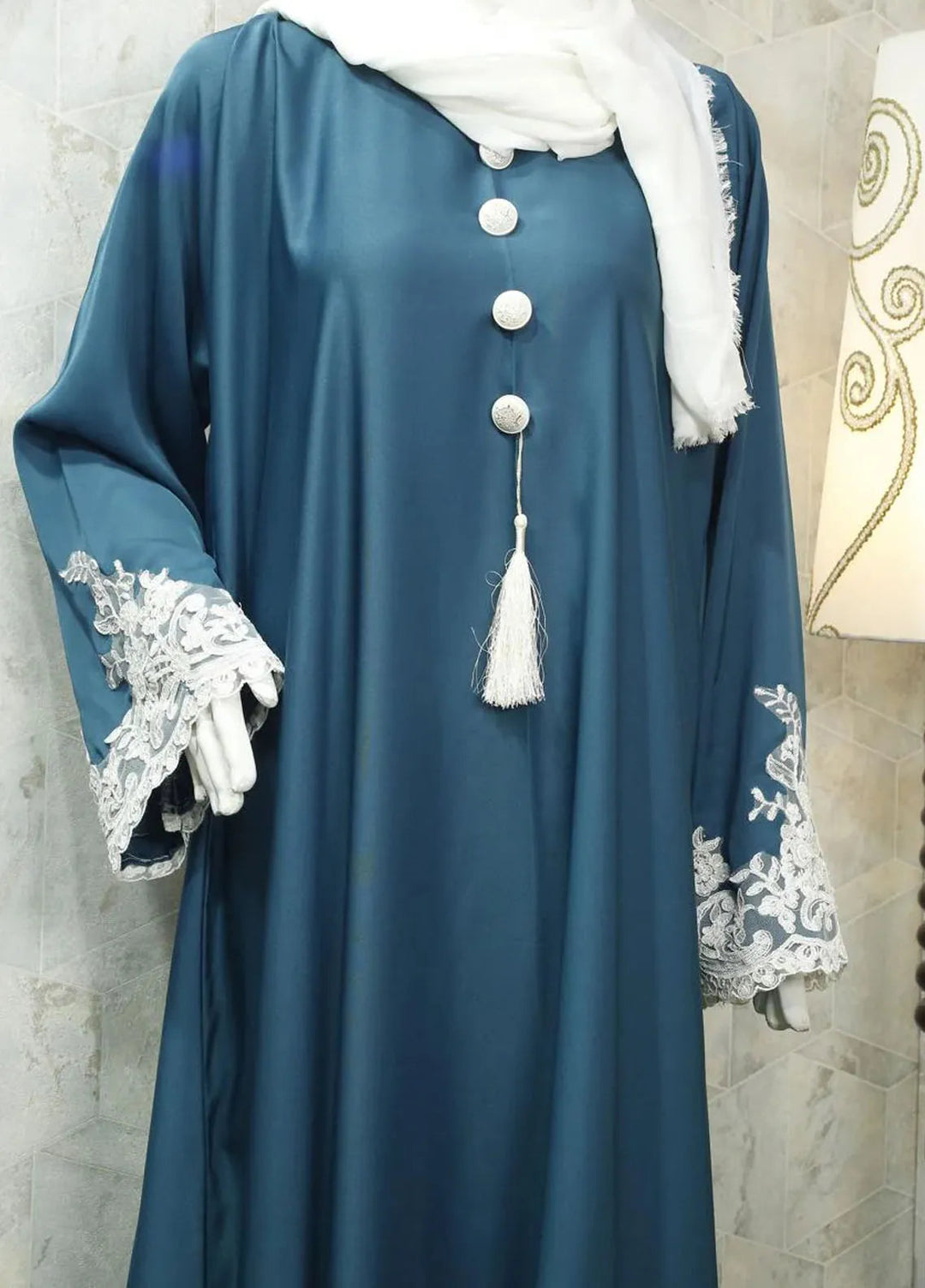 Clarity Glam Pret Embroidered Abaya Crystal Green