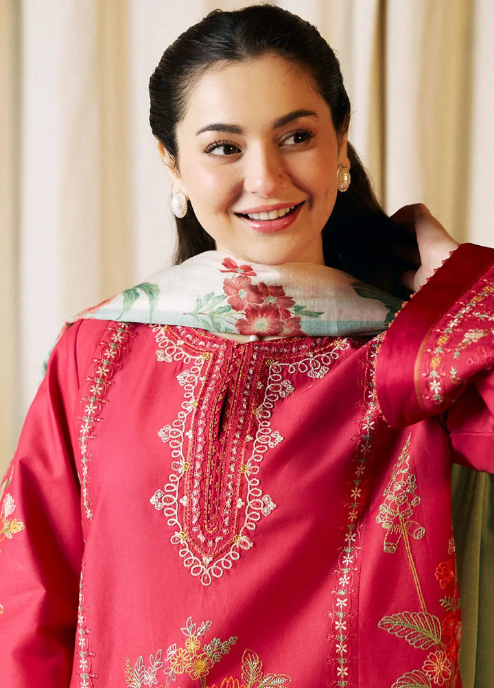 Coco by Zara Shahjahan Embroidered Lawn Suit Unstitched 3 Piece CZS24L2 1A Dahlia - Summer Collection