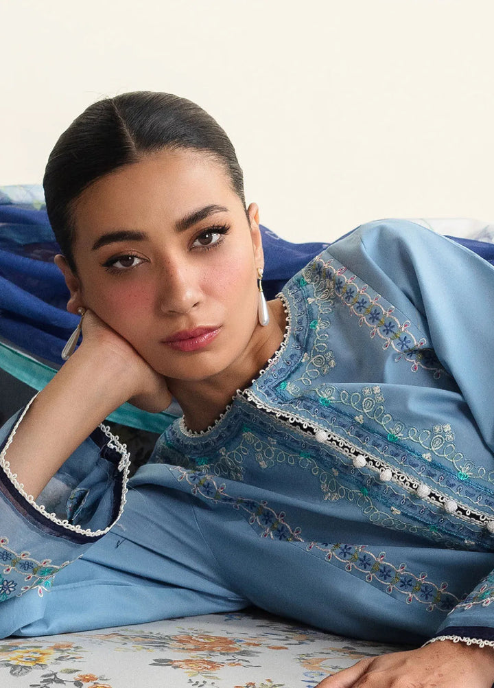 Coco by Zara Shahjahan Embroidered Lawn Suit Unstitched 3 Piece CZS24L2 1B Dahlia - Summer Collection