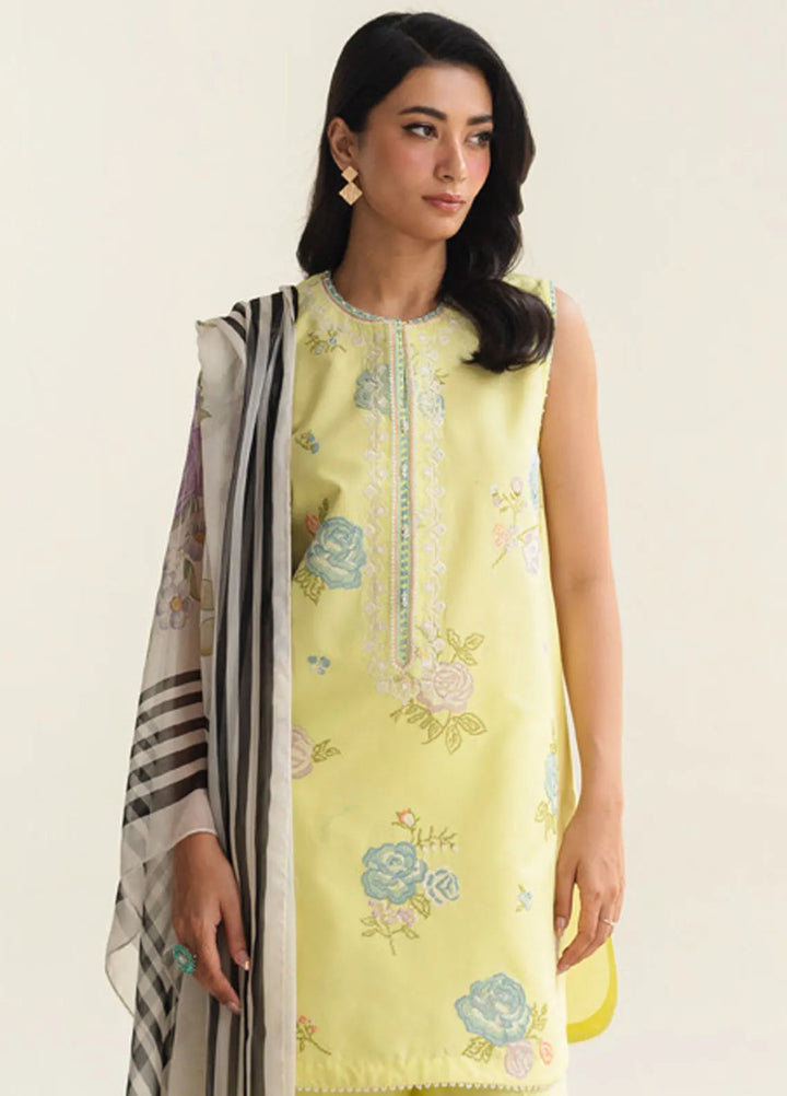 Coco by Zara Shahjahan Embroidered Lawn Suit Unstitched 3 Piece CZS24L2 3A Mirea - Summer Collection