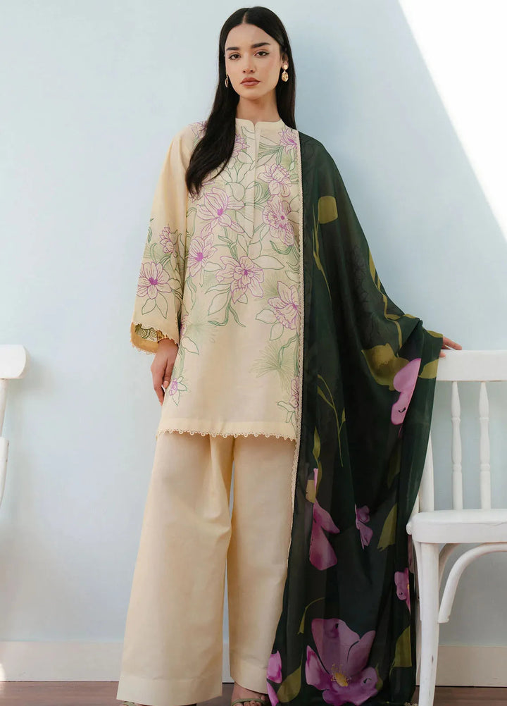 Coco By Zara Shahjahan Embroidered Lawn Suits Unstitched 3 Piece CZS25L D1B Bloom - Summer Collection