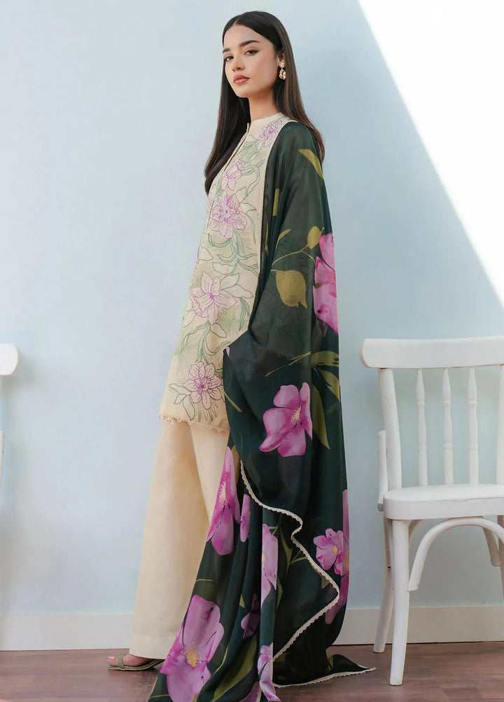 Coco By Zara Shahjahan Embroidered Lawn Suits Unstitched 3 Piece CZS25L D1B Bloom - Summer Collection