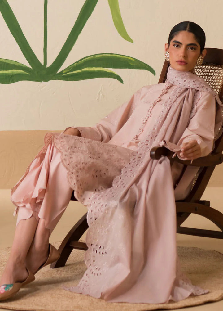 Cross Stitch Chikankari Embroidered Lawn Suit Unstitched 3 Piece CS24C-2 D-04 Pale Mauve - Summer Collection