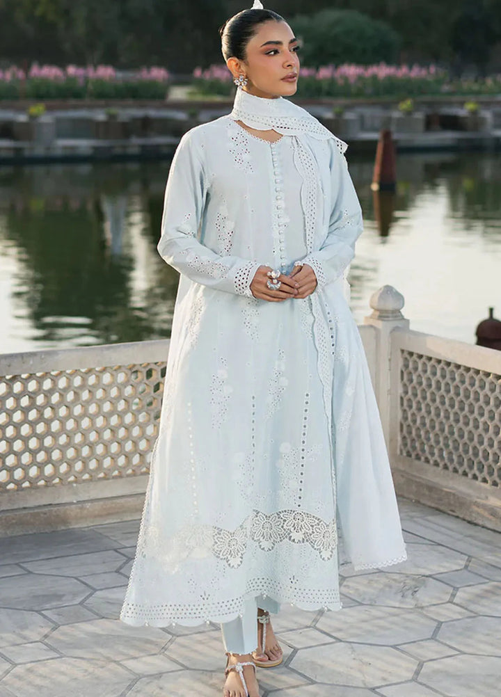 Cross Stitch Chikankari Lawn Suits Unstitched 3 Piece CS25CE Aqua Haze - Summer Collection