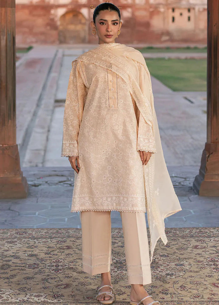 Cross Stitch Chikankari Lawn Suits Unstitched 3 Piece CS25CE Ecru Breeze - Summer Collection