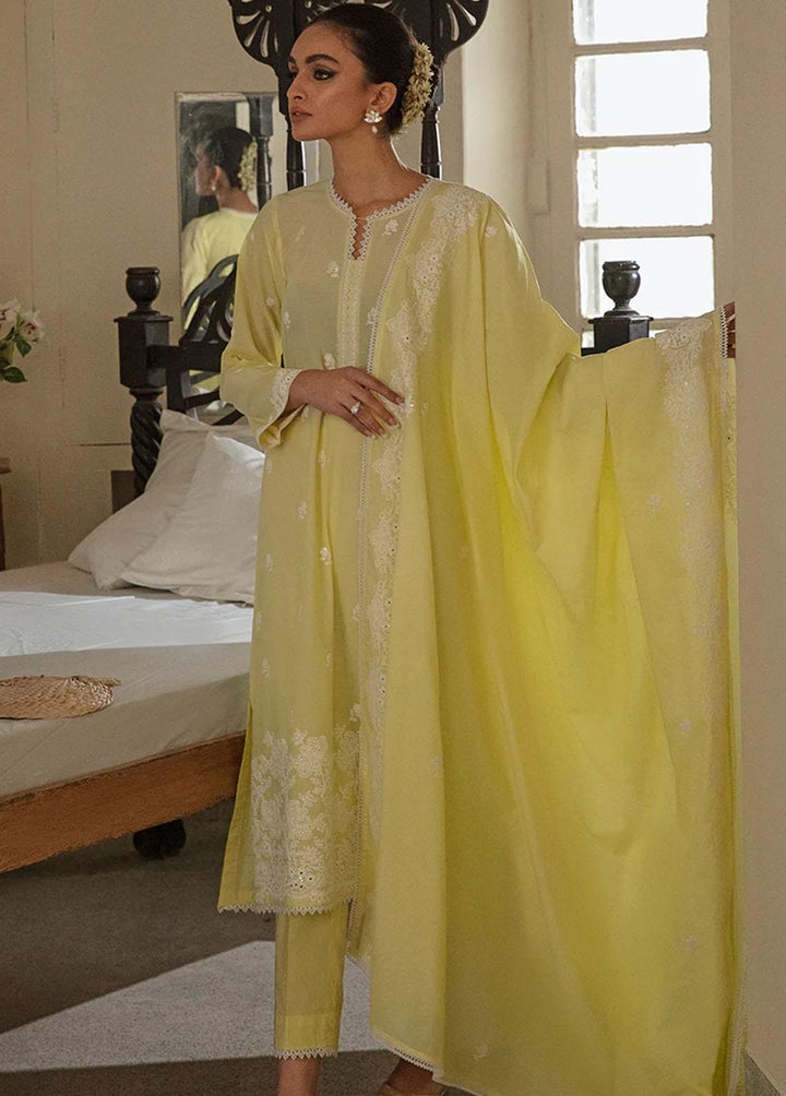 Cross Stitch Embroidered Lawn Suits Unstitched 3 Piece CS23CK CLOVER LIME - Summer Collection