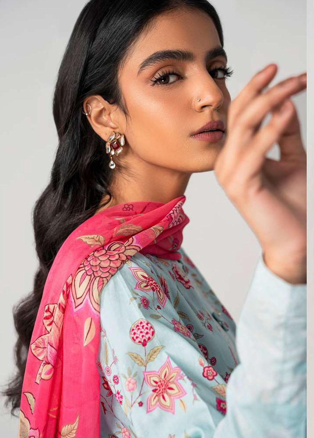 Daily Lawn By Cross Stitch Printed Lawn Suits Unstitched 3 Piece CS23D 02 CERULEAN SKY - Summer Collection