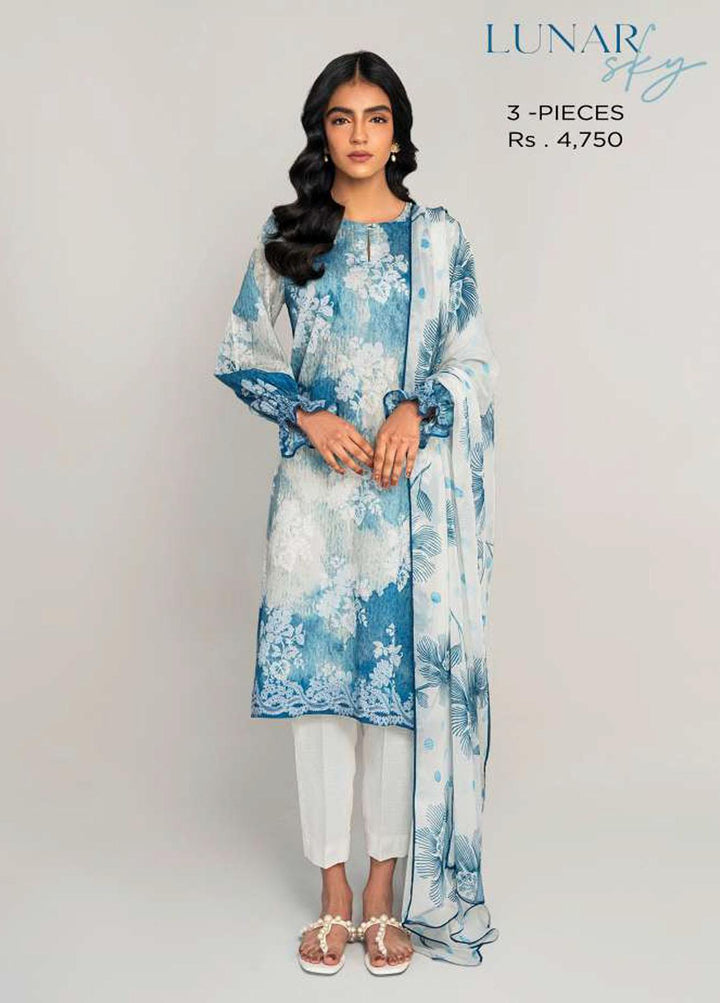 Daily Lawn By Cross Stitch Printed Lawn Suits Unstitched 3 Piece CS23D 07 LUNAR SKY - Summer Collection