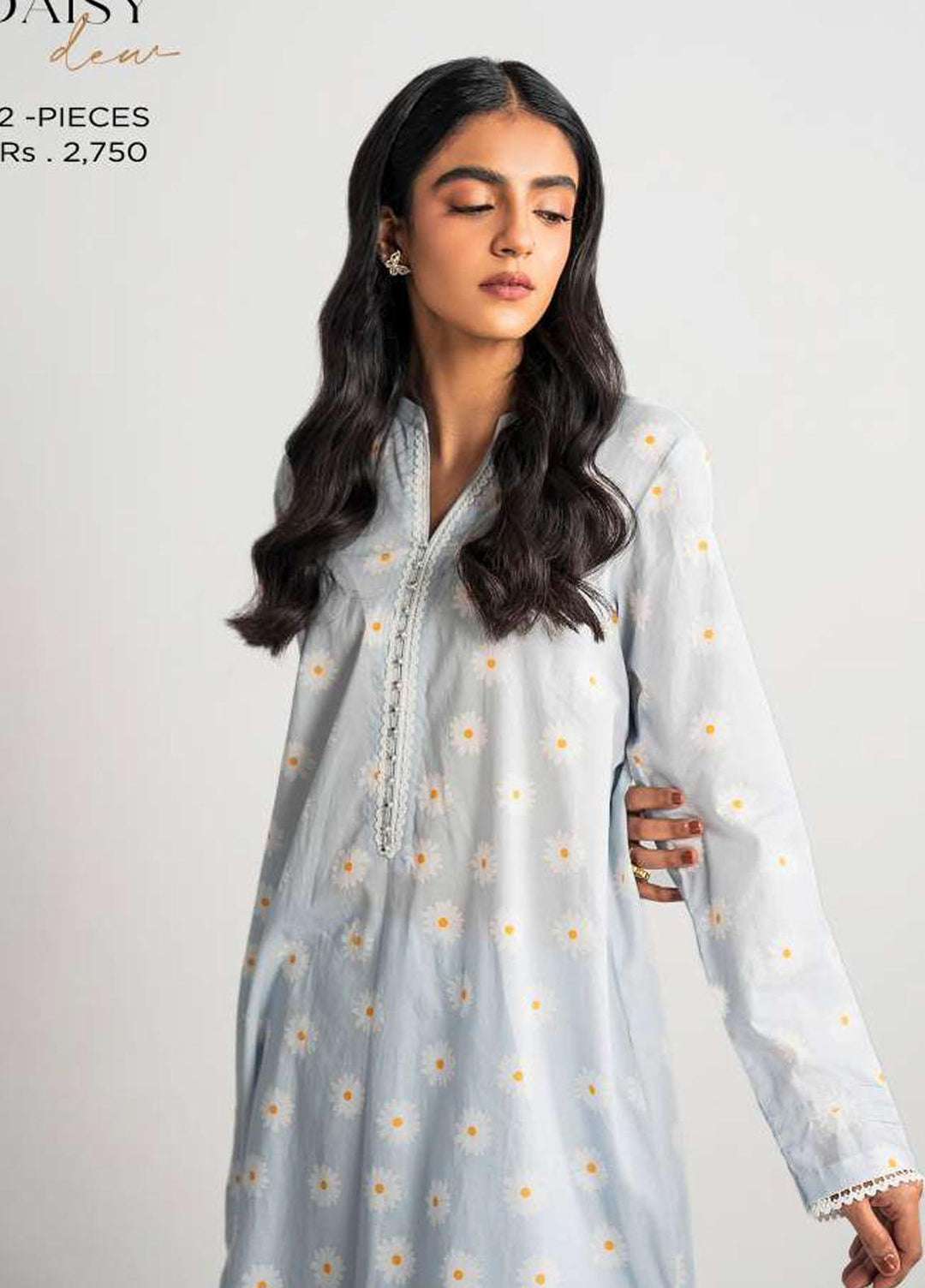 Daily Lawn By Cross Stitch Printed Lawn Suits Unstitched 2 Piece CS23D 17 DAISY DEW - Summer Collection