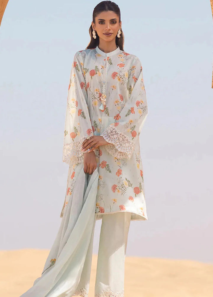 Cross Stitch Embroidered Lawn Suit Unstitched 3 Piece CS24EL2  Aqua Glaze - Summer Collection