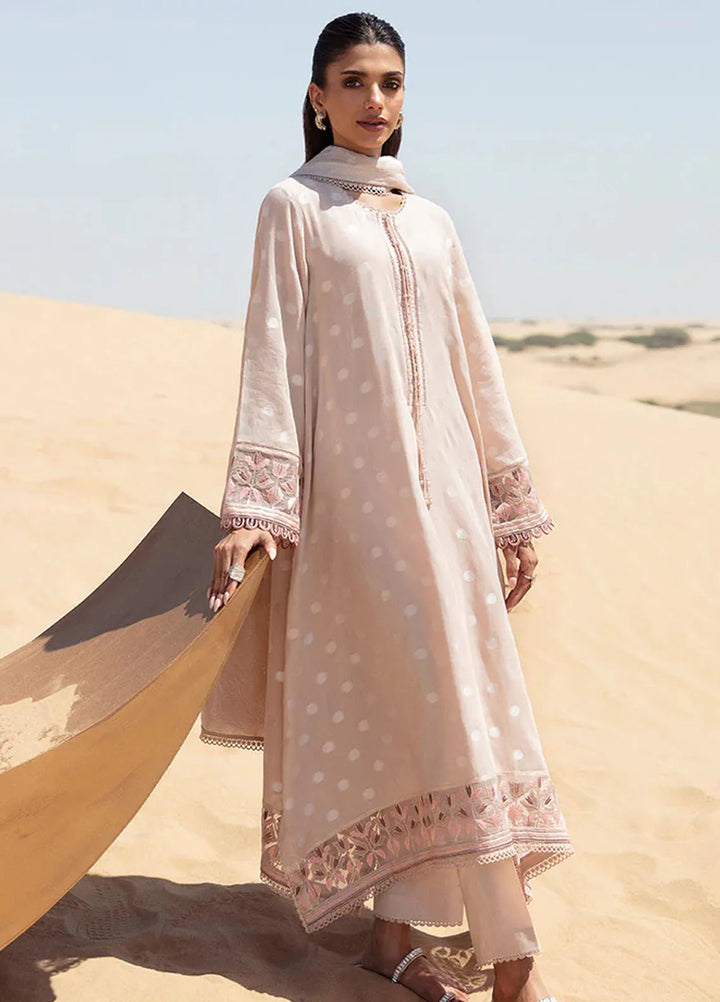 Cross Stitch Embroidered Cotton Jacquard Suit Unstitched 3 Piece CS24EL2  Dusty Rose - Summer Collection